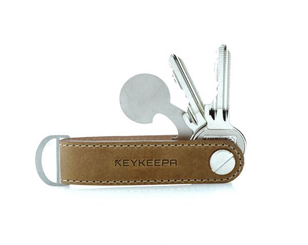 Keykeepa Schlüsselorganizer Leder Loop - Cappuccino Brown